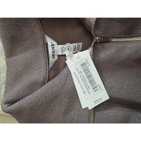 Spanx AirEssentials Shine Half Zip, Smoke Silver Shimmer Top XS $138 NWT - Picture 9 of 9